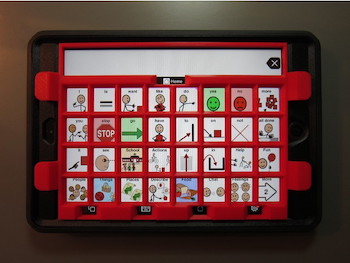 3d printed keyguard set over an electronic tablet