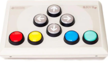 console with 8 large, circle buttons
